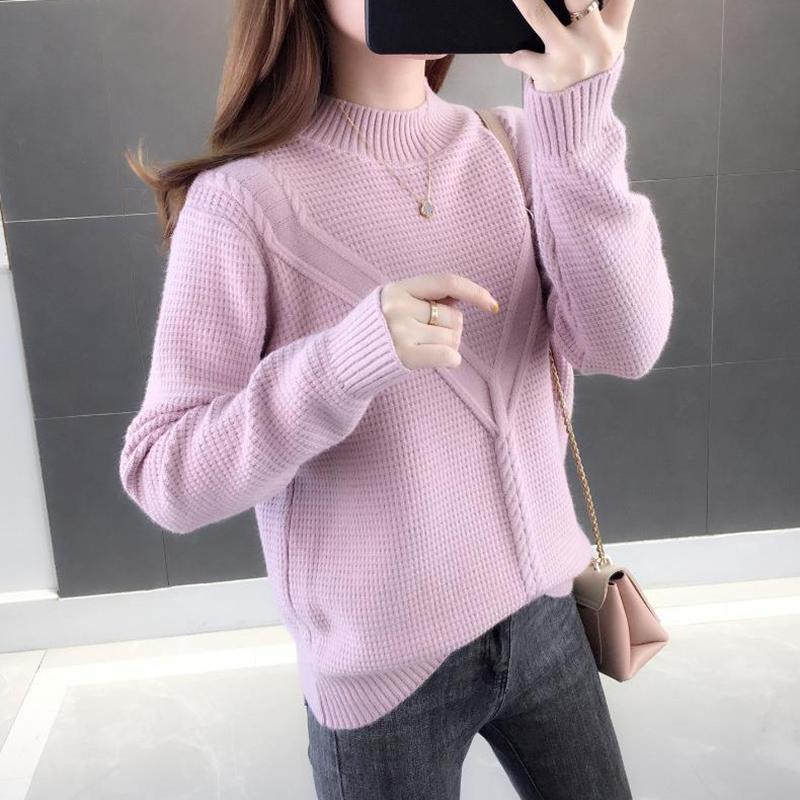 Thick Sweater Women Autumn and Winter Korean Loose Short Long Sleeves Versatile Bottoming Sweater Outer Wear