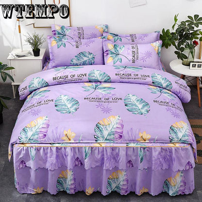 Bedspread Cotton Bed Skirt Bed Flat Fitted Sheet Bedding Bed Sets Queen King Size