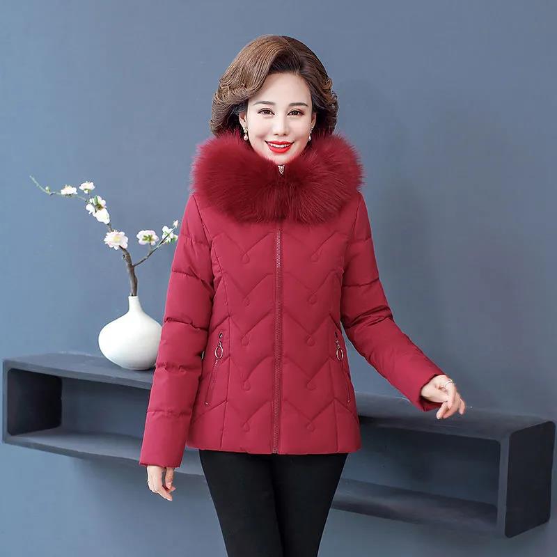 Down Padded Jacket Slim Slimming Short Padded Jacket Women Middle-aged and Elderly Oversized Padded Jacket