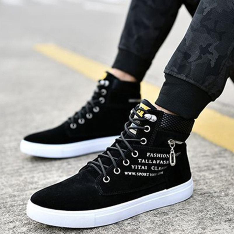 Men Fashion Casual High Top Suede Shoes Lace Up Sneakers Driving Moccasins