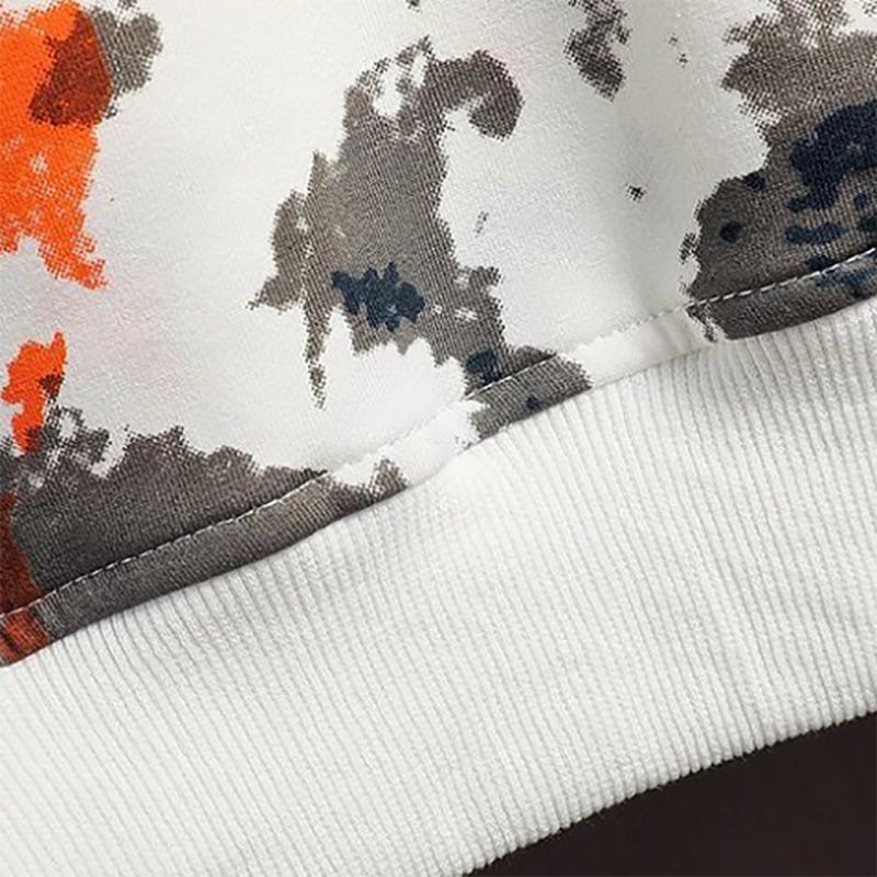 Men's Hooded Sweaters Fall and Winter Loose Warmth Printing Fake Two-piece Long-sleeved Sweaters