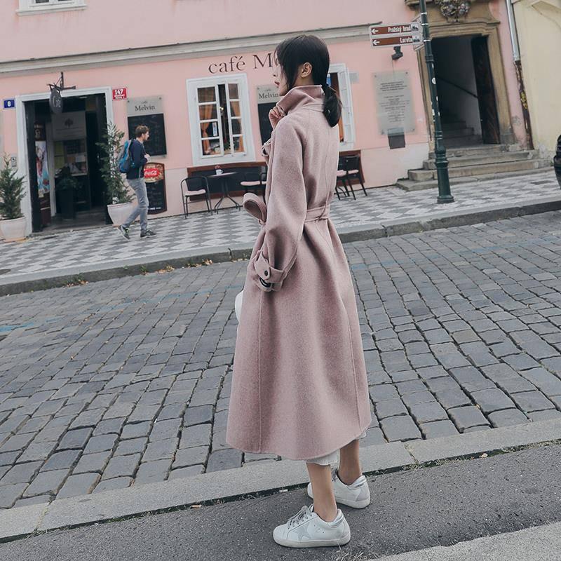 Long Sleeve Jacket Coat Outerwear Casual Wool Coat Women Jacket Pockets Cardigan Motorcycle Coat