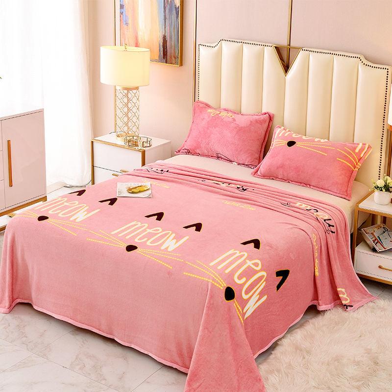 Winter Soft and Warm Printing Coral Fleece Blanket Bed Office Travel Sofa Camper Car Cover Blanket Double-sided Plus Fleece Blanket