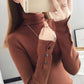 Fall/winter Pullover Turtleneck Sweater Stretch Slim Fit All-match Knit Bottoming Shirt Top Women
