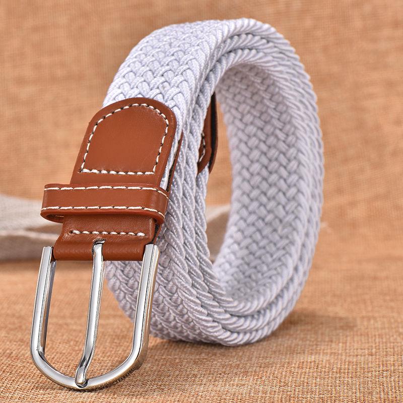 Men and Women Elastic Casual Student Belt Fashion Wild Woven Canvas Buckle Stretch