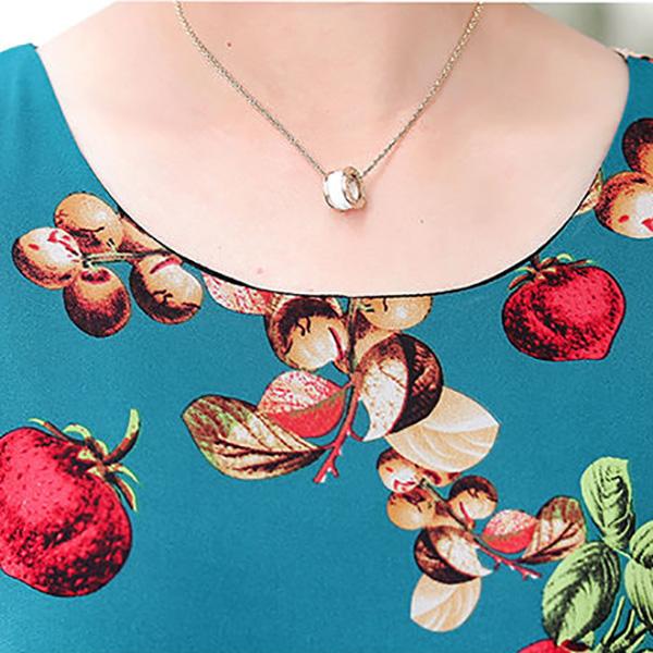 Chiffon Dress Loose Large Size Short Sleeve Summer Middle-aged Women's Dress