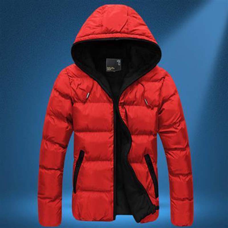 Men's Hooded Windproof Cotton Down Jackets Zipper Long Sleeve Outwear Men Casual Cotton Warm Jacket