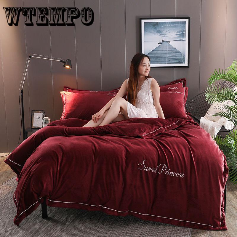 Cashmere Princess Princess Bedding Set King Size Winter CoralFleece DuvetCover