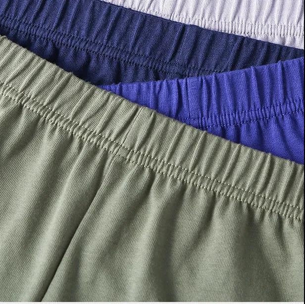4PCS Pure Cotton Men's Boxer Vertical Panties Loose Large Size Obese Deep-port Four-pointer Middle-aged Adult Leggings