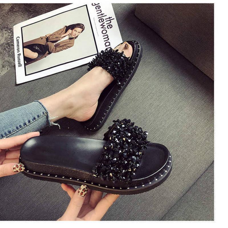 Sandals rhinestone sponge cake thick bottom ins sandals and slippers female summer wear fashion wild