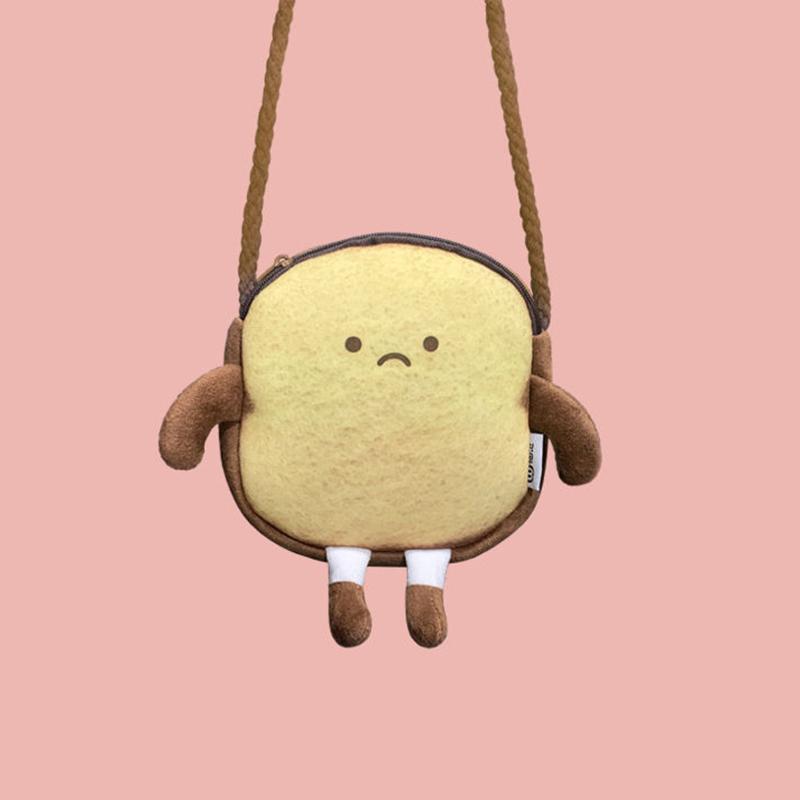 Cute Cartoon Toast Coin Purse Fluffy Messenger Bag Cute Small Bag Wild Mini Bag Girl Student Outing Trip Crossbody Bags