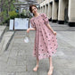 Polka Dot Dress Women's Short Puff Sleeve Round Neck Calf Length Summer M-XXL Pregnant Women Can Wear
