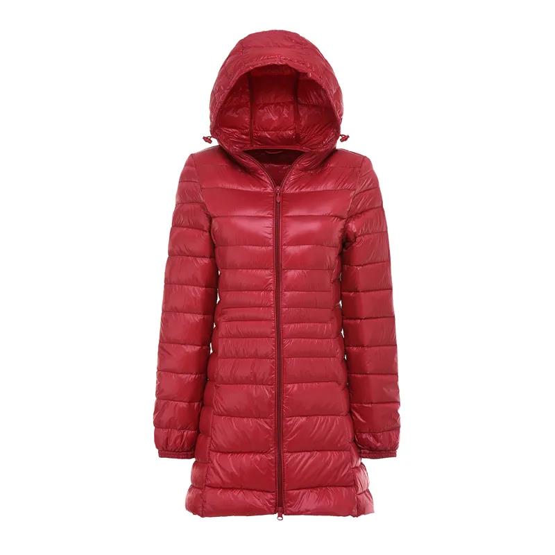 Women's Winter Oversized Down-filled Coat Female Ultra Light Jacket Hooded Slim Long Sleeve Parka Overcoat