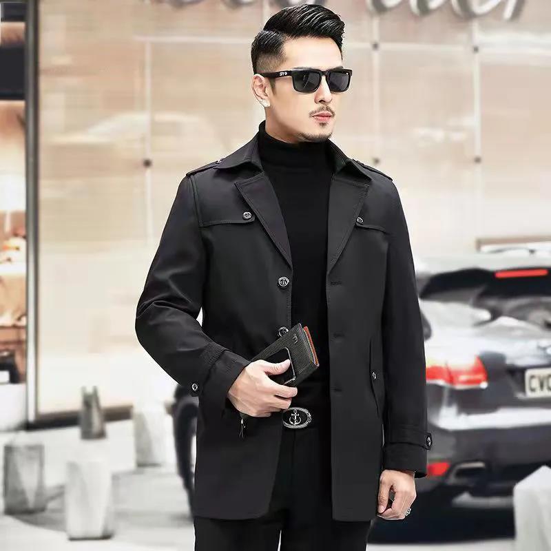 Autumn and Winter Young Middle-aged Business Men's Plus Size Casual Mid-length Jacket