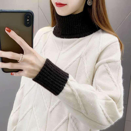 Autumn/winter Turtleneck Sweater Women Loose Knit Bottoming Shirt Long-sleeved Pullover Outer Wear