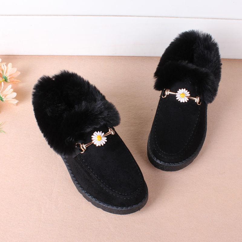 Ladies Plus Velvet Padded Warm and Comfortable Cotton Shoes Cold-proof Flat Ankle Boots