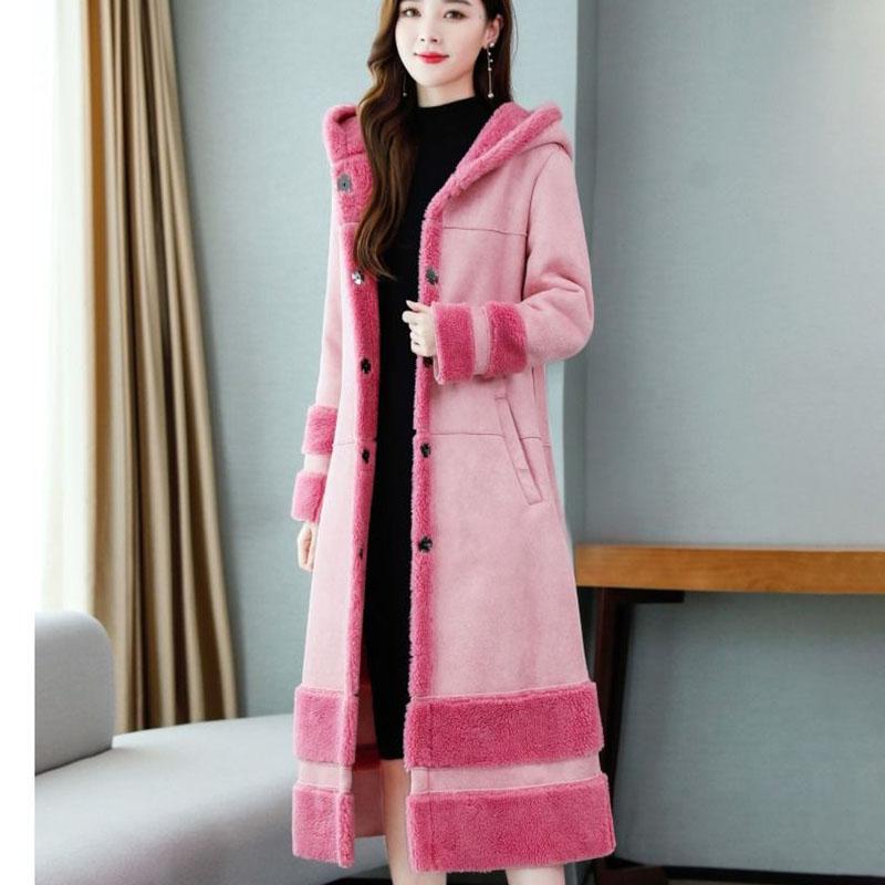 Women Winter Warm Faux Fur Coat Thick Women Long Hooded Coat Women Warm Fleece Lining Coat
