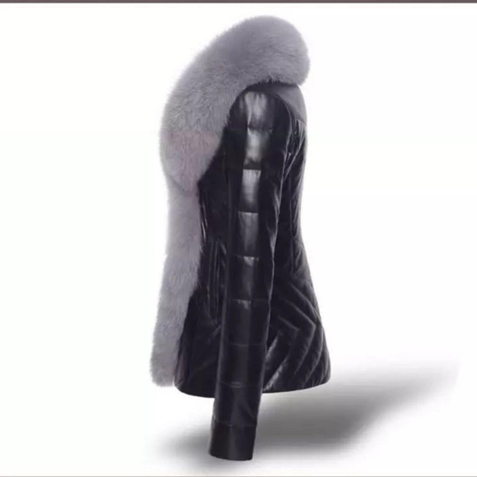 Winter Jacket Women Deerskin Plus Size Thick Coat Lapel Trench Jacket Solid Color