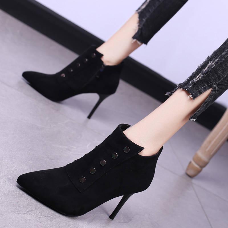 Winter Autumn High Heels Shoes Fashion Pointed Toe Pump Ladies Stilettos Boots Women Ankle Boots