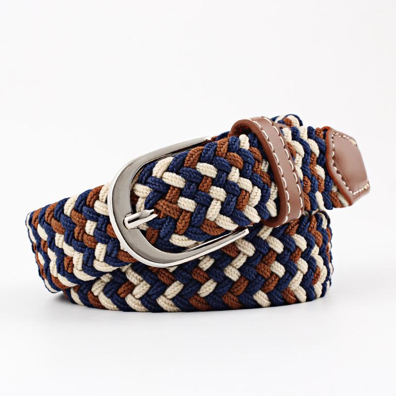 Belt Women Causal Leather Cover Buckle Woven Elastic Stretch Golf Wide Canvas Belts