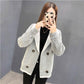 Autumn and Winter Fashion Knitted Cardigan Lapel Long-sleeved Warm Sweater Short Thick Casual Jacket