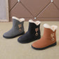 Women's Boots 2021 Winter Plush Nubuck Leather Sleeve Fashion Wedge Heel Faux Plush Warm Comfortable
