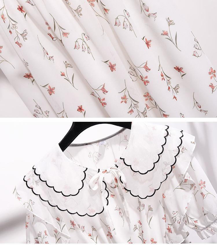 Fashion Bohemian Chiffon Floral Dress Girl Summer Sweet Dress Ruffled Elegant Midi Beach Dress