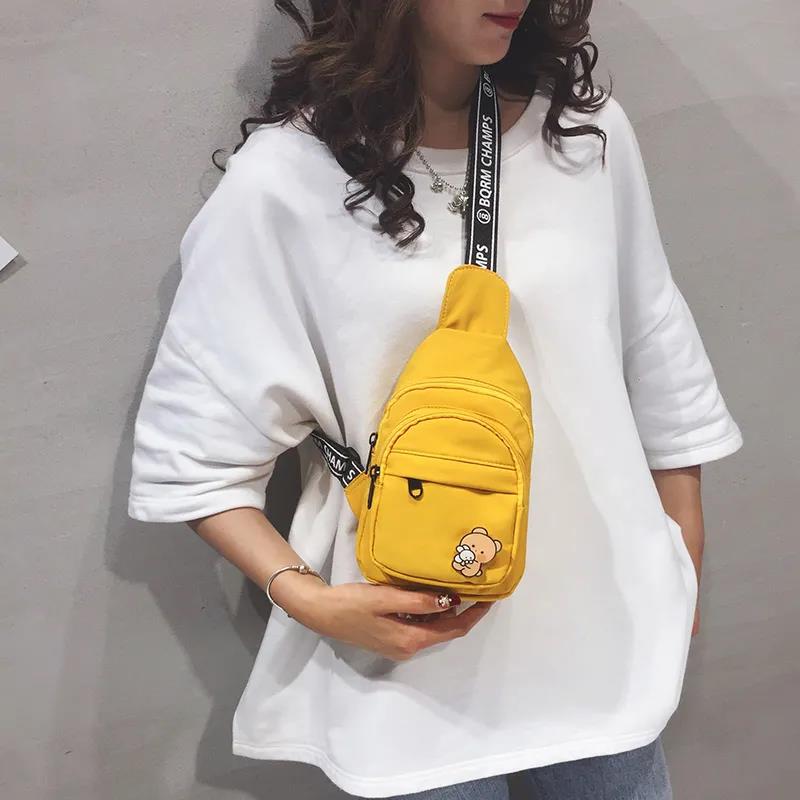 Canvas Bag Women's Casual Simple Solid Color Shoulder Bag Korean Version of Nylon Cloth Cute All-match Messenger Bag