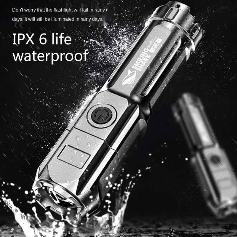 Super Bright 2000mAh ABS Strong Light Focusing Led Flashlight Outdoor Portable Home Built-in Battery Rechargeable Torch