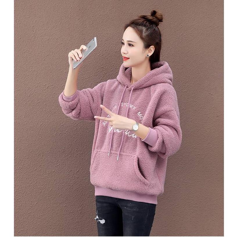 Large size Casual coat keep warm Winter Woman's Loose Sweatshirt Long sleeve Hooded clothes Wild