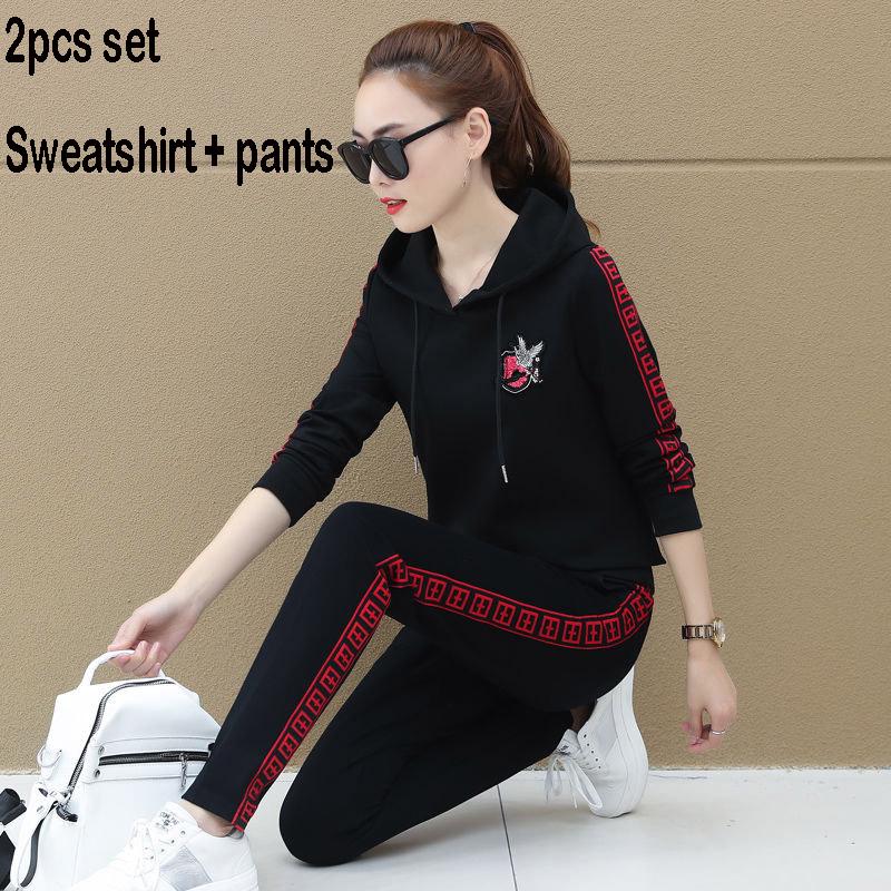Long-sleeved Casual Sweatshirt Set Large Size Spring and Autumn Women's Set