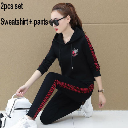 Long-sleeved Casual Sweatshirt Set Large Size Spring and Autumn Women's Set