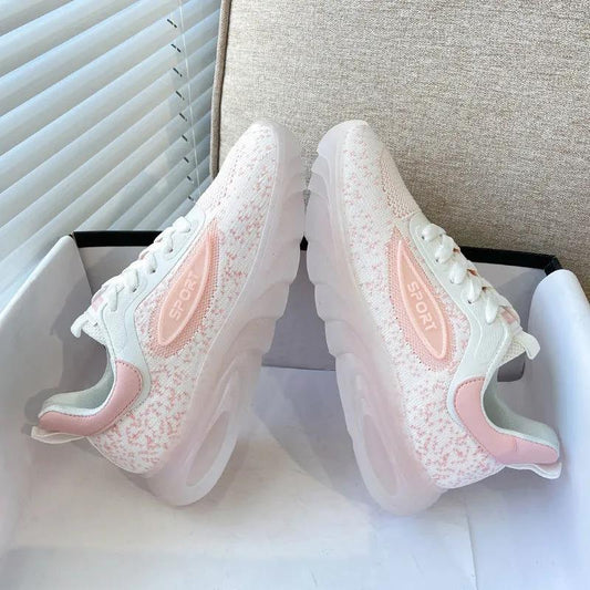 Flying Woven Coconut Sneakers Women's Breathable Mesh All-match Net Celebrity Casual Dad Running Shoes