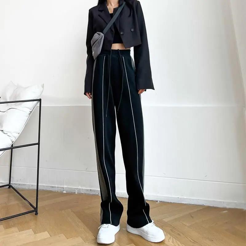 Wide Leg Pants Women's Autumn and Winter Trend High Waist Loose Slim Straight Leg Pants High Street Style All-match Casual Sports Pants