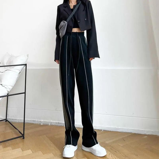 Wide Leg Pants Women's Autumn and Winter Trend High Waist Loose Slim Straight Leg Pants High Street Style All-match Casual Sports Pants