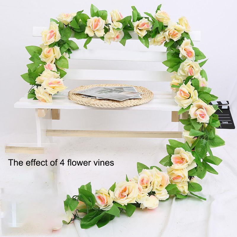 Simulation Rose Vines Fake Flowers Living Room Shelter Decoration Ceiling Vines Plastic Plants Twining