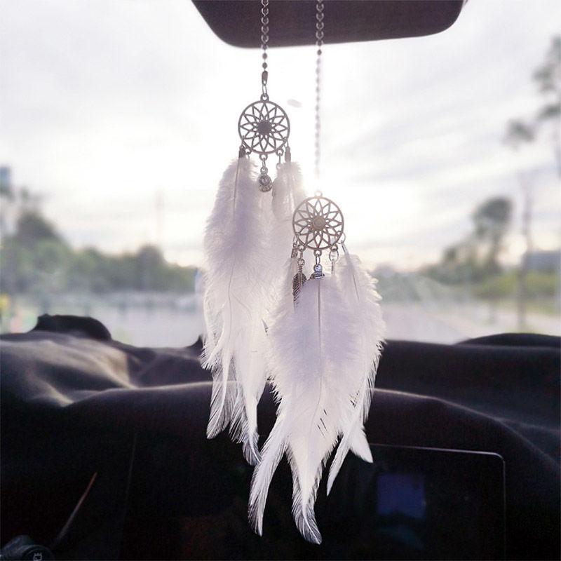 Car Pendant Car Pendant Imitation Pearl Dream Catcher Feather Rearview Mirror Pendant