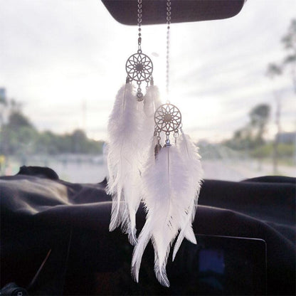 Car Pendant Car Pendant Imitation Pearl Dream Catcher Feather Rearview Mirror Pendant