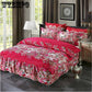 Bedding Set Queen Size Cotton Wedding Bed Dust Ruffle Bed Skirt Flower Plants King Doub