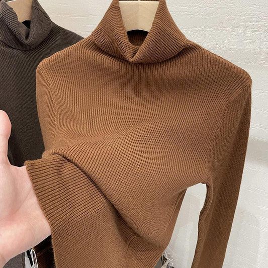 Women Turtleneck Sweater Autumn Women High Neck Knitted Jumper Fashion Pullovers Black White Long Sleeve Slim Knitwear Women Basic Tops Clothes