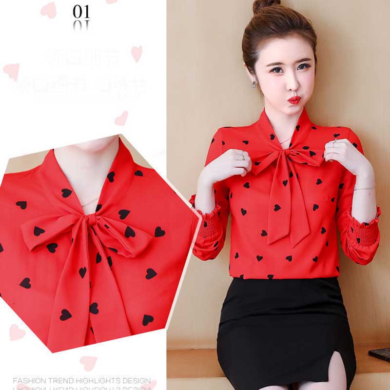 Chiffon Shirt Women's Spring Top Western Style Loose Large Size Long Sleeve Bottoming Shirt