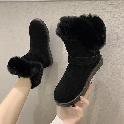 Snow Boots Women's Short Boots with Fur Autumn and Winter Short Tube Plus Velvet Thickened Mid Tube Boots