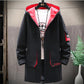 Men's Mid-length Windbreaker Youth Fashion Loose Warm Hooded Workwear Autumn Jacket