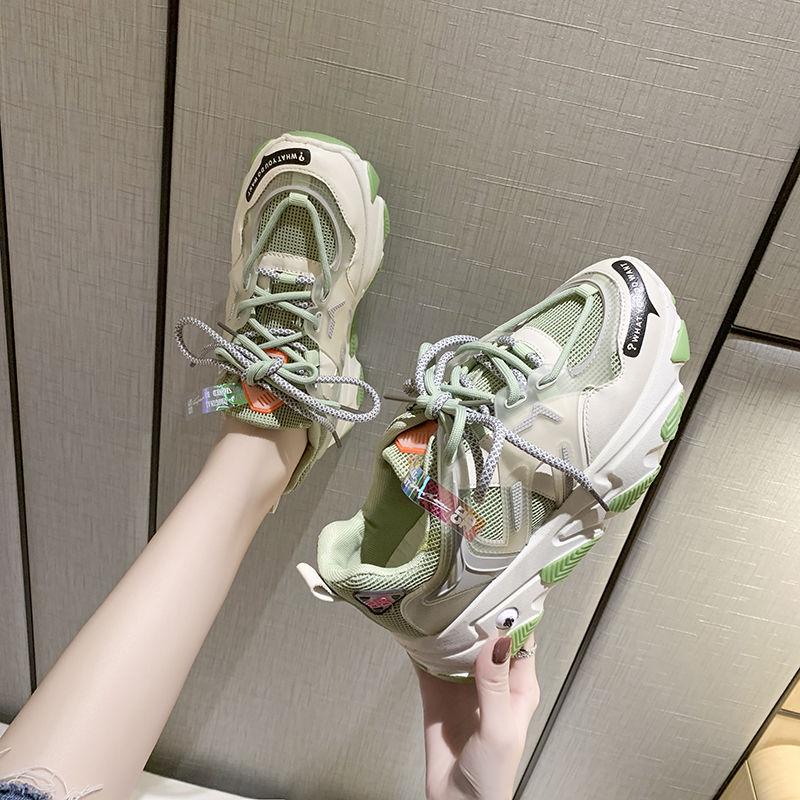 Women Platform Chunky Sneakers Lace-up Casual Vulcanize Shoes Luxury Designer Colorful Dad Sneakers