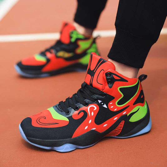 38-44 Men Mesh Sneakers Wear-resistant Basketball Shoes Deodorant Comfortable High-top Running Shoes