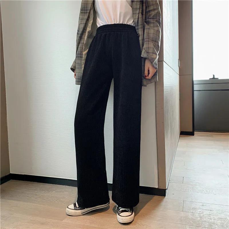 Plus Velvet Thickened Chenille Autumn and Winter High Waist Wide-leg Pants Women Loose and Thin Korean Students Straight-leg Pants Mopping Pants