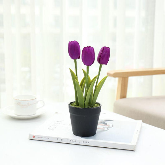 Fake Flower Tulip Bonsai Simulation Flower Creative Home Interior Dining Table Living Room Decoration Simulation Plant Artificial Flower