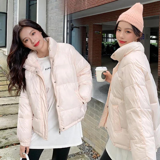 Short Padded Jacket Women's Pearlescent Korean Loose Padded Jacket Student Bread Coat Down Padded Winter Jacket