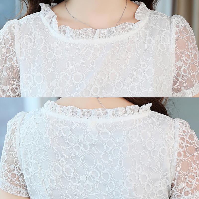 Summer Black Red White Lace Sexy Evening Sun Dress Hollow Out O-neck Ladies Party Club Dress