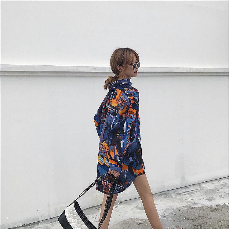 Geometric Print Women Dress Girl Loose O-Neck Casual Long T-shirt Dress Loose Home Comfort Outer Convenient